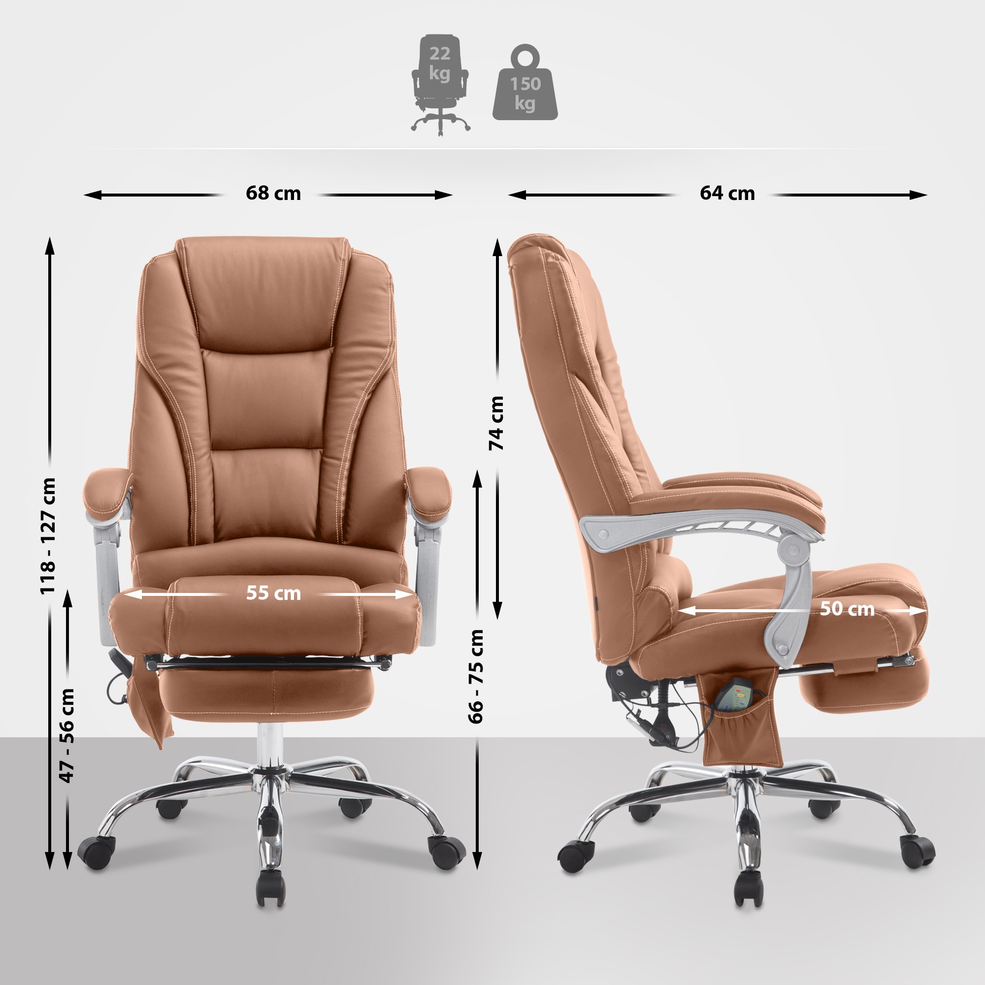 Sedia da ufficio Pacific con funzione massaggio in similpelle